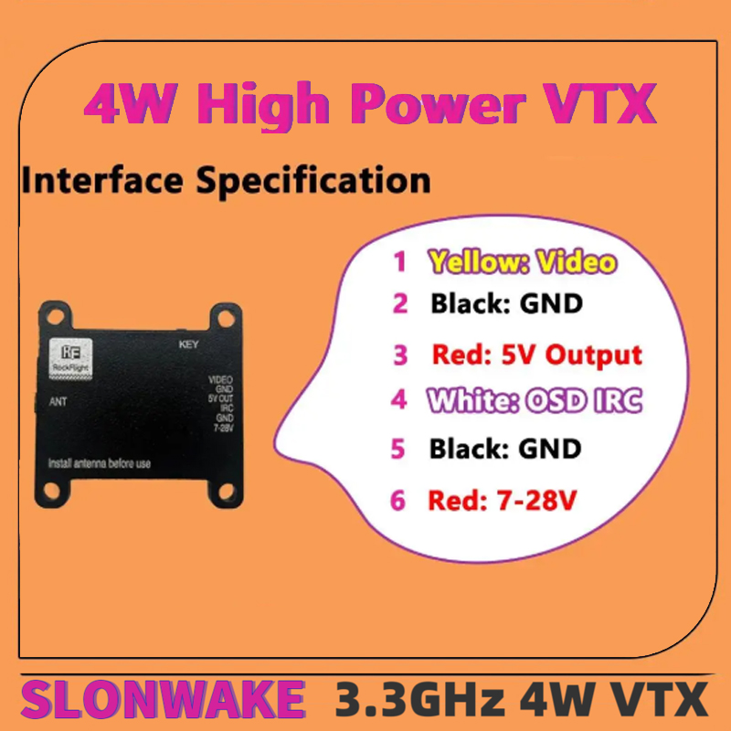 SLONWAKE FPV 3.3G 16CH 4000mW  - Fpv Drone Transmitter บทวิจารณ์และราคา