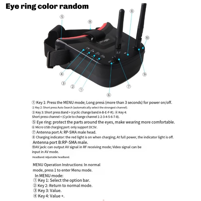 ABKQ-High-Quality VR009 5.8G 4 - Fpv Drone Goggles บทวิจารณ์และราคา